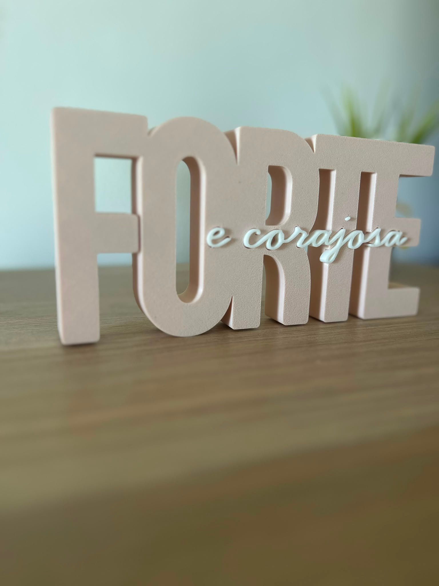 Letreiro Forte e Corajosa 3D